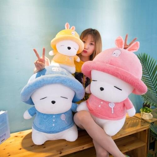 Soft Sleeping Rabbit Plushie Toys Animal Rabbit with Hat Stuffed Pillow Doll For Baby Children Friends Kids Cute Birthday Gift