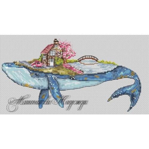 On the back of the whale-Flower cottage 36-24 Cross Stitch Kit Packages Counted Cross-Stitching Kits Cross stich Painting Set