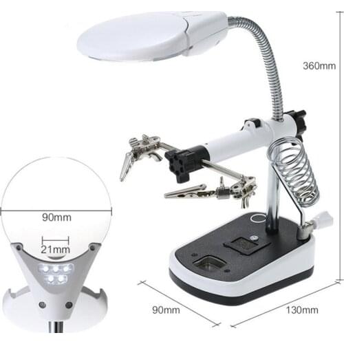 3.5X 10X 5pcs LED Lights Table Lamp LED Illuminated Desk-top Welding Magnifier Magnifying Glass Cell Phone Circuit Board Repair