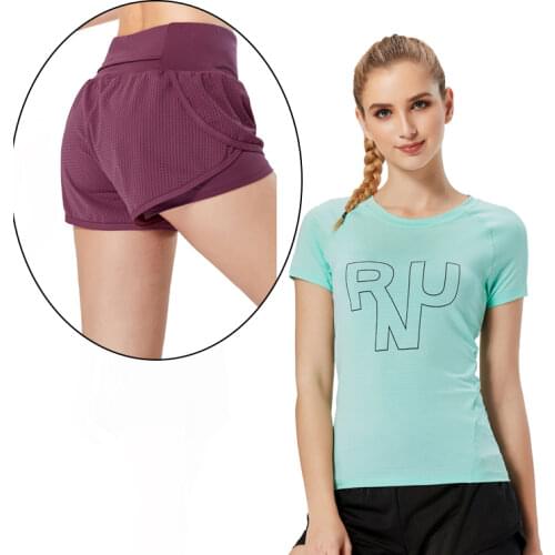 New Shirts Yoga Sports Running Compression Quick Dry Workout Tops Tennis Workout Sports T Shirt Female Training Gym Short Sleeve