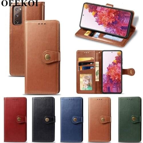 OEEKOI Pure Color PU Leather Wallet Flip Cover Case for Samsung Galaxy S20 FE 5G