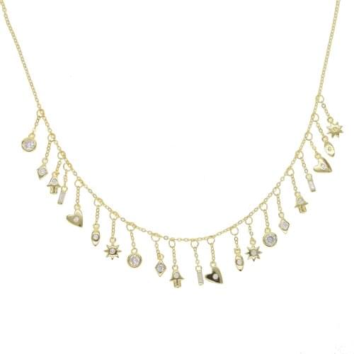 925 Sterling silver boho choker necklace heart hamsa hand geometric pendants pave delicate cz thin tiny women collier jewelry