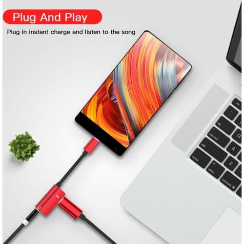2 in 1 Fast Charger USB Type C to 3.5mm Audio Adapter Cable Jack Headphone Charging Splitter