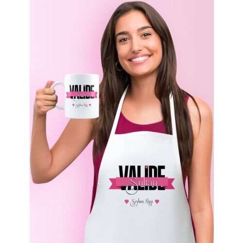 Personalized Valide Sultan Kitchen Apron Mug Set-1 Custom Design Souvenir Beautiful Memories Friend Wife Lovers Gift