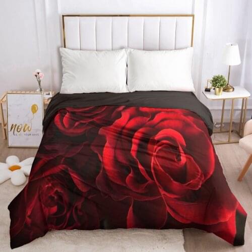 3D Duvet Cover with Zipper Comforter Blanket Quilt Cover 220x240/90/135/150 Bedding Bag Country Red rose
