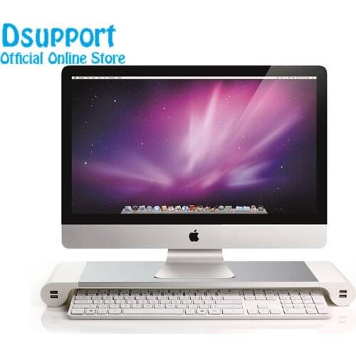 Free shipping Aluminum Alloy Monitor Stand Space Bar Non-slip Computer Laptop Monitor Dock Stand Riser with 4 USB Ports