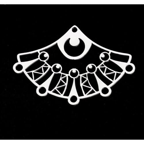 5pcs/lot 100% Stainless Steel Fan-shaped DIY Earring Pendant Charm Wholesale Jewelry Necklace Making Charms Finding Supplies