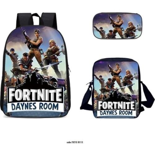 Hot Backpack Boy Fortnite 3pcs/Set Cartoon School Bags Teenagers Travel Outdoors Waterproof Schoolbag for Children Boy Girl Gift