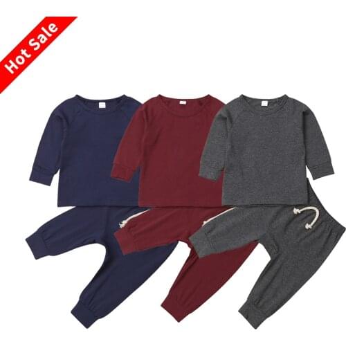 Casual Unisex Baby Clothing Newborn Baby Boy Girl Long Sleeve Cotton T-shirt Tops Long Pant 2PCS Homewear Baby Clothing Set