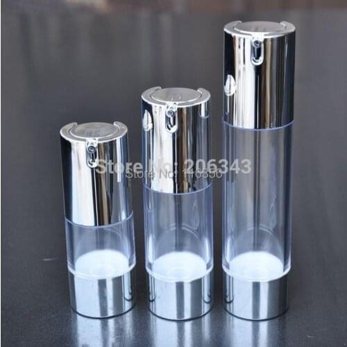 50ml transparent airless bottle with UV silver vacuum pump or lotion bottle used for Cosmetic Container