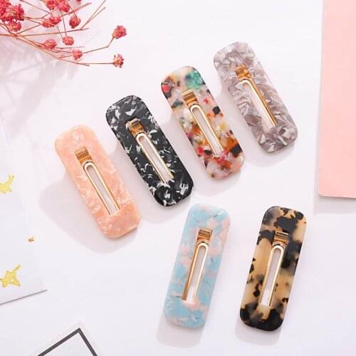Q Women Hair Clips Acrylic Hollow Waterdrop Rectangle Hair Clips Barrette Geometric Korea Hair Accessories Hairpins Hairgrips