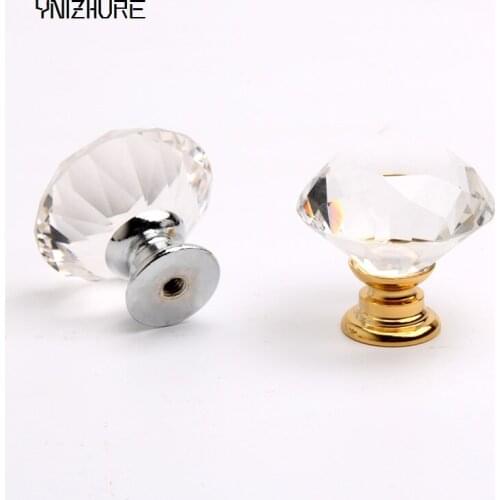 1pc 30mm Hot Sale Freeshipping Clear Diamond Shape Crystal Glass Pull Handle Cupboard Cabinet Drawer Door Furniture Knob
