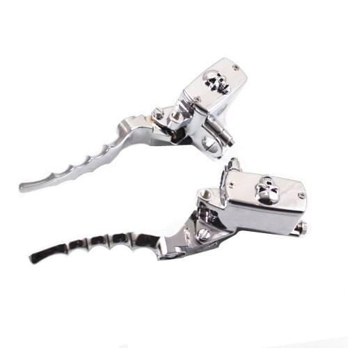 Motorcycle 1" 25mm Skull Hand Control Reservoir Brake Clutch Levers For Honda CBR125R Shadow 1100 Suzuki Marauder 1600
