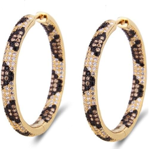 Zlxgirl jewelry luxury brand Leopard Print Copper wedding Earrings For Women anniversary animal Zirconia Ear earing Accessories