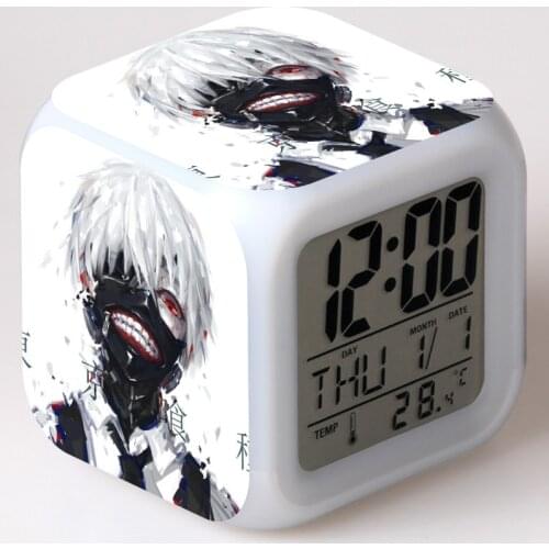 Light-up 7 Colors Change Touch light Alarm Clock Flash Manga Tokyo Ghoul Anime Figrue Model Toys