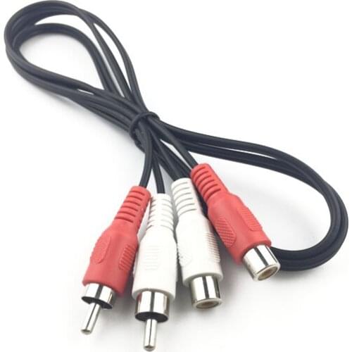 Universal RCA Male to Female 2RCA Video Line Audio Cable AV Audio Box Connector Length 1m Adapter