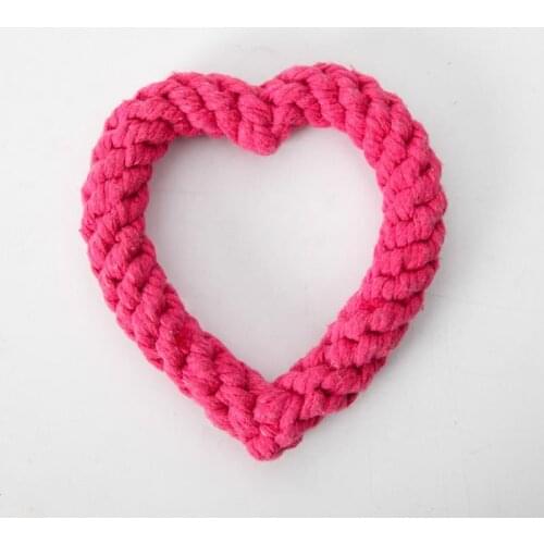 Random Color Heart Shape Rope Dog Toy Training Teeth Cleaning Dog Chew Toy Pet Weave Rope Toy for Puppy Cat Dog Funny Favor Toy