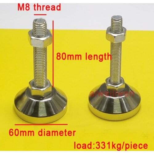 D60 M8 thread screw 80mm Heavy machine feet adjustable foot cup carbon steel Metal Leg furniture supporting anchor foot pad