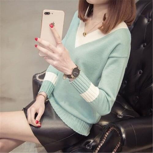 Womens Streetwear Sweaters V Neck Sexy Pullovers Female Spring Casual Clothing Office Lady Autumn Elegant Sweater LWL470