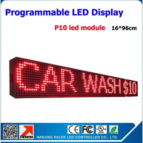 16*96cm Red led scrolling text signboard p10 led display 1/4 scan led signboard