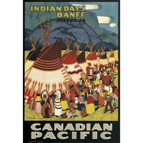 400X300MM Canadian-Pacific-Indian-Days-Banff-W-Langdon-Kihn-1925 jumbo fridge magnet SFM-0212 Better Jumbo Magnets