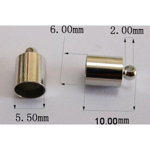 50 End Bead Caps For 5.5mm Leather Cord Jewelry Finding