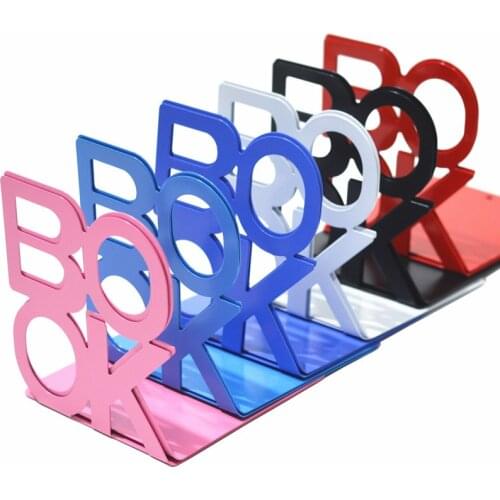 Alphabet Shaped Metal Bookends Iron Support Holder Desk Stands For Books