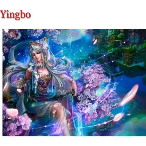 5d Diy Diamond Painting Cartoon Pretty Girl Cherry blossoms Diamond embroidery 3d Cross Stitch Diamond mosaic Home Kit