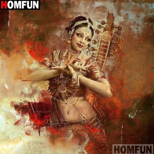 HOMFUN Diamond Painting Cross Stitch "Indian beauty" Full Square Round Diy 5d Diamond Embroidery Picture Rhinestone Art A14744