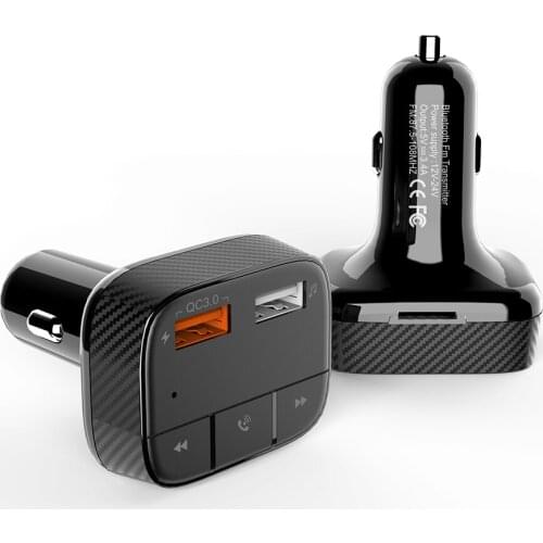 Car bluetooth fm transmitter 2 USB Ports QC3.0 music player with handsfree car kit