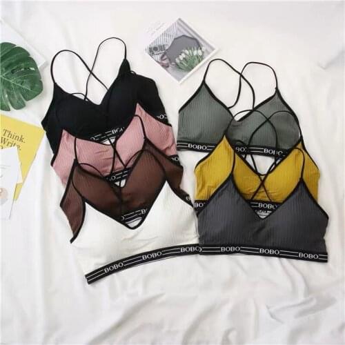 Women Tube Tops Sports Bra Push Up Brassiere Female Sexy Letter Top Seamless Sports Top Women Underwear Girls Tank Up Bralette