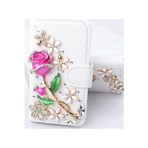 For Samsung Galaxy J4 Plus J6 S10 S20 A51 A7 2018 A71 case Rose Leather phone Rhinestone cover Galaxy J7 neo J5 2016 A5 2017