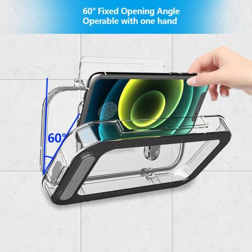 Phone Holder Bathroom Waterproof Home Wall Mount Case Stand Box Self-adhesive Touch Screen Phone Shell Shower Sealing Storage