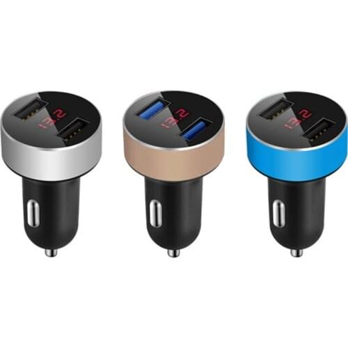 Dual USB Port Digital Red LED Voltage Current Display Car Charger For iPhone 7 Samsung Xiaomi Phone Vehicle Cellphone Charger