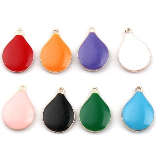 10 PCs Double Faced Enamel Wate Drop Charms Copper Enamelled Drop Sequins Pendants Gold Color For DIY Jewelry Making 13 x 9mm