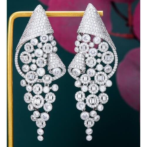 GODKI 74mm Luxury Bubble Cluster African Earring For Women Wedding Party Indian Dubai Bridal Jewelry boucle d'oreille femme Gift