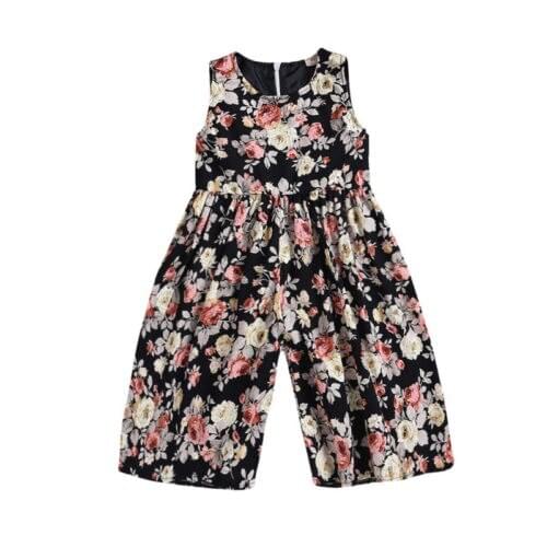 Toddler Kids Baby Girls Floral Sleeveless Romper Harem Playsuit Clothes Outfits