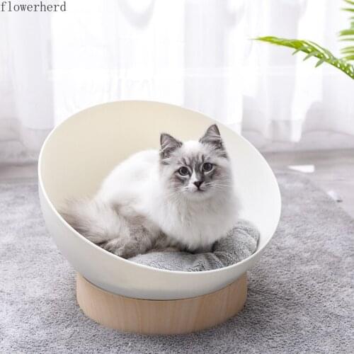 Creative Plastic Wood Grain Semi-open Cat Litter Small Kennel Hemispherical Pet Litter Cat Bed House Pet Products Cat Basket