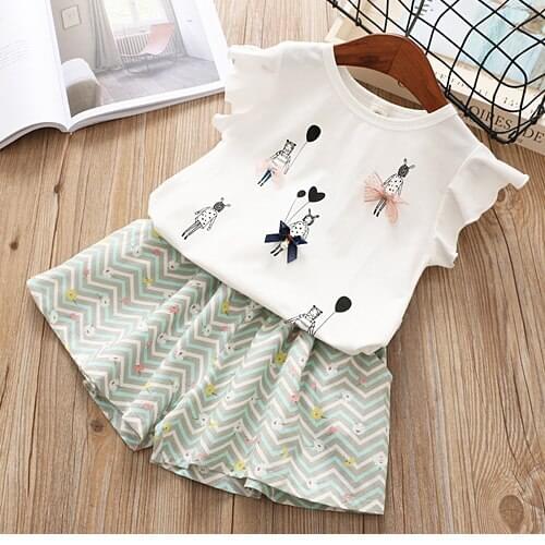 Summer Girl Clothes Outfits 2pcs Kids T-Shirt+Shorts 2PCS Children Clothing Sets 2020 Summer Kids Costume For 2-6T