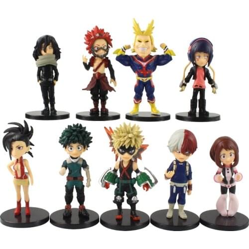 7.5-9.5cm 9pcs/set My Hero Academia Mini Dolls Todoroki Shoto Izuku Midoriya Bakugo Katsuki Ochaco PVC Decoration Figure Toys