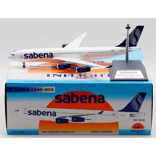 1:200 Alloy Collectible Plane INFLIGHT IF342SB0520 sabena Airlines Airbus A340-200 Diecast Aircarft Jet Model OO-SCW With Stand