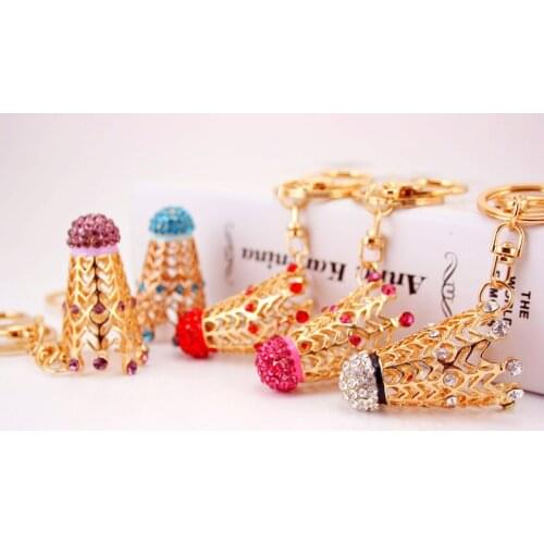 Fashion Rhinestone Badminton Keychain Cool Sport Keyfobs Car Keyring Casual Key Chains Ring Holder Bag Decoration Gift