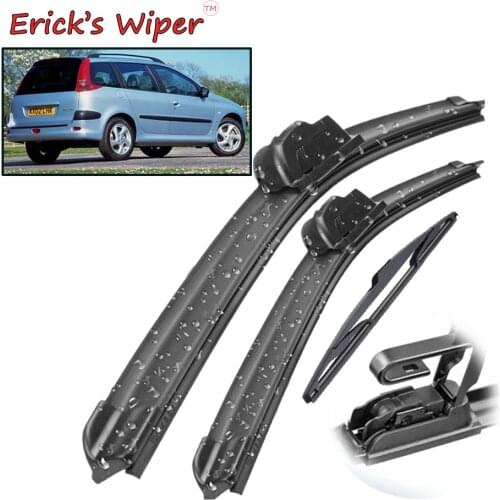 Ericks Wiper Front & Rear Wiper Blades Set Kit For Peugeot 206 SW / Estate 2000 - 2007 Windshield Windscreen Window 26"+16"+14"