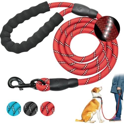 Nylon Dog Leash Large Dog Training Leash Reflective Pet Long Leads Walking Rope Heavy Duty For French Bulldog Padded Handle