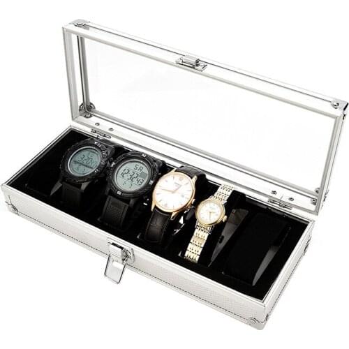 New Fashion Watch Boxes With 6 Slots For Women Men Exquisite Workmanship Aluminum Display Case Organizer Jewelry Storage Tray