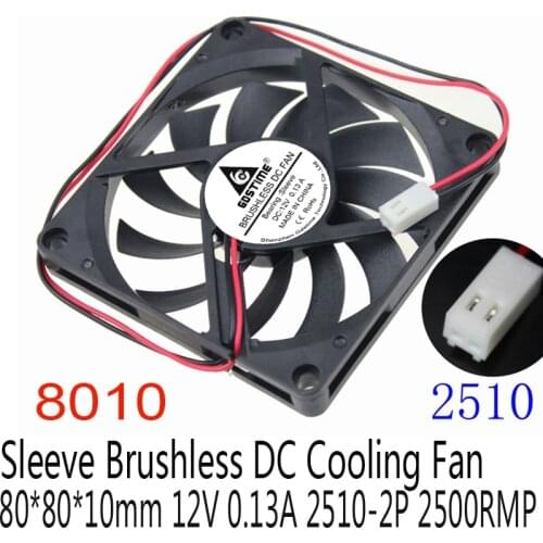 5PCS Gdstime 12 Volt 8cm 80mm x 80mm x 10mm 8010s 2Pin-2510 Connector Cooler Computer DC Cooling axial Fan