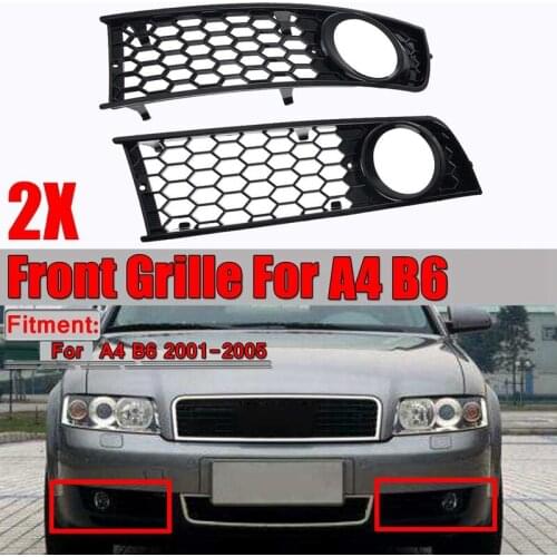 Car Front Fog Light Grille Honeycomb Mesh Style Grill Grille For- A4 B6 2001-2005