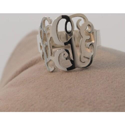 Personalized Monogram Ring 3 Initial Ring Custom Custom Nameplate Pendent Cut Out Ring For your lover or BFF