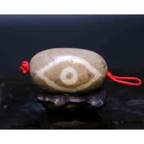 Treasure Magic LKbrother Power Magic Tibetan old Agate Gray skin Dragon Eye dZi Bead Pendant A