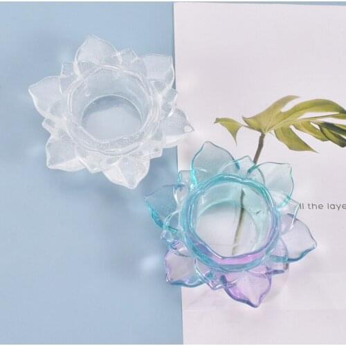 Drop Shipping Handmade Transparent DIY Ashtray Mold Lotus Candle Holder Storage Box Mould Flower Pot